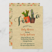 Invitation Baby shower Fiesta mexicain Cactus rustiques (Devant / Derrière)