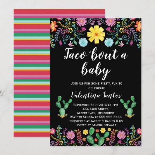 Invitation Baby shower Fiesta mexicaine (Devant / Derrière)