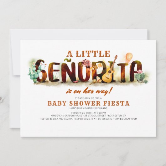 Invitation Baby shower Fiesta Mexicaine Amusants (Devant)