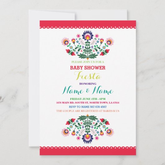 Invitation Baby shower Fiesta Mexicaine fille garçon Invitati (Devant)