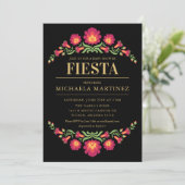Invitation Baby shower Fiesta mexicaine, Flore rou (Debout devant)