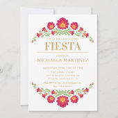 Invitation Baby shower Fiesta mexicaine, Flore rou (Devant)
