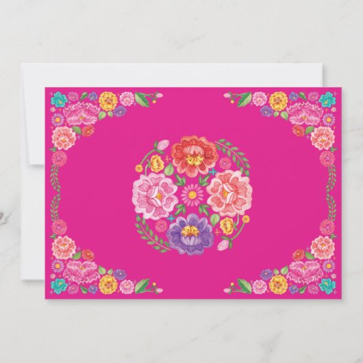 Invitation Baby shower Fiesta | Tableau noir Floral Mexicain (Dos)