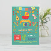 Invitation Baby shower Fiesta vert neutre pour le genre (Debout devant)
