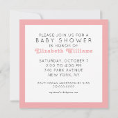 Invitation Baby shower fille (Dos)