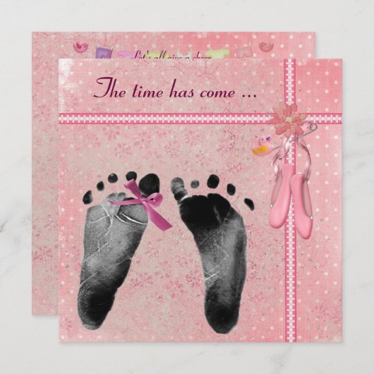 Invitation Baby shower fille (Devant / Derrière)