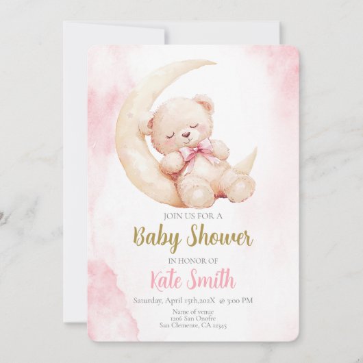 Invitation Baby shower fille (Devant)