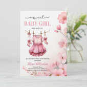 Invitation Baby shower fille (Debout devant)