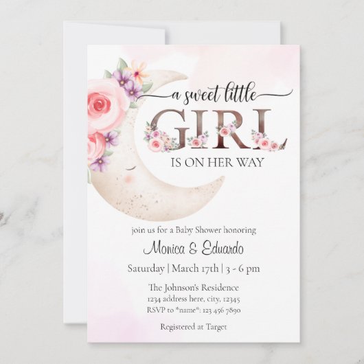 Invitation Baby shower fille (Devant)