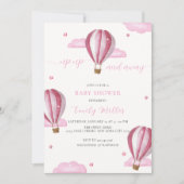 Invitation Baby shower Fille à Ballon Rose Elegant Hot Air (Devant)