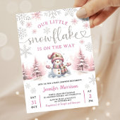 Invitation Baby shower Fille à neige rose argent