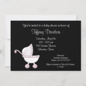 Invitation Baby shower fille à poussette rose (Dos)