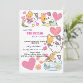 Invitation baby shower fille à thème kitty (Debout devant)