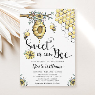 Invitation Baby Shower Fille Abeille et Miel Flora