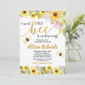 Invitation Baby shower fille abeille rose et jaune (Debout devant)