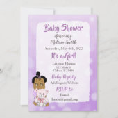 Invitation Baby Shower Fille Afro-Américaine (Devant)