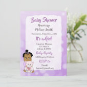 Invitation Baby Shower Fille Afro-Américaine (Debout devant)