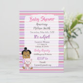 Invitation Baby Shower Fille Afro-Américaine (Debout devant)