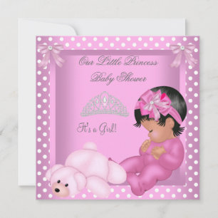 Invitation Baby shower fille afro-américaine rose