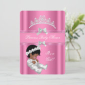 Invitation Baby shower fille afro-américaine rose (Debout devant)