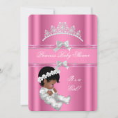 Invitation Baby shower fille afro-américaine rose (Devant)