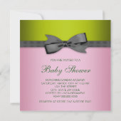 Invitation Baby Shower Fille Afro-Américaine Rose et Vert (Dos)