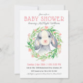 Invitation Baby shower fille agneau bébé mignonne (Devant)