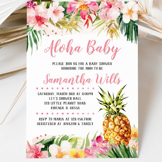 Invitation Baby Shower Fille Ananas