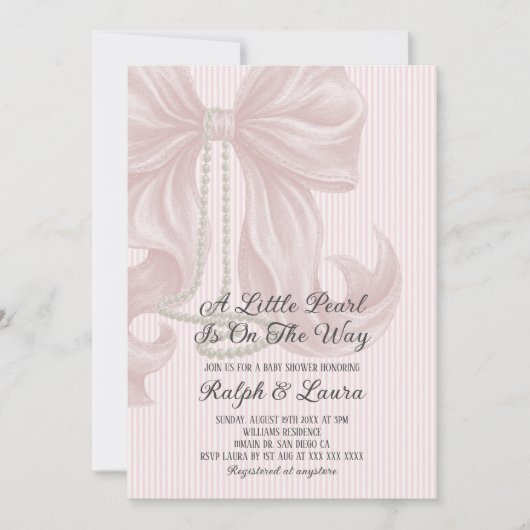 Invitation Baby Shower Fille Arc-en-Ciel Rose (Devant)