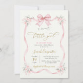 Invitation Baby shower fille arc rose (Devant)