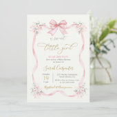 Invitation Baby shower fille arc rose (Debout devant)