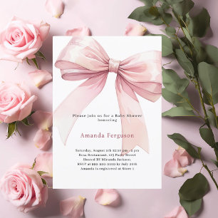 Invitation Baby shower fille arc rose