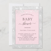 Invitation Baby shower fille argent rousse parties scintillan (Devant)