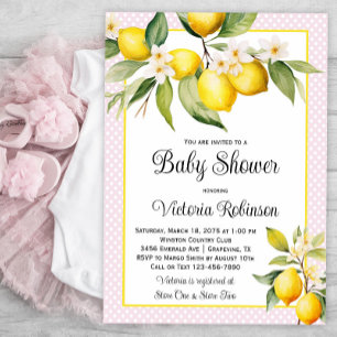 Invitation Baby Shower Fille au Citron