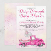 Invitation Baby Shower Fille au Drive Through (Devant / Derrière)