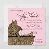 Invitation Baby Shower Fille au Léopard Rose (Dos)