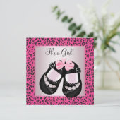 Invitation Baby Shower Fille au Léopard Rose Chaud (Debout devant)