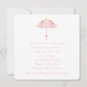 Invitation Baby Shower Fille au Parasol Rose (Dos)