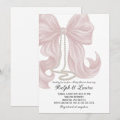 Invitation Baby Shower Fille au Ruban (Devant / Derrière)
