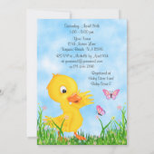 Invitation Baby shower fille aux canards mignons et papillons (Dos)
