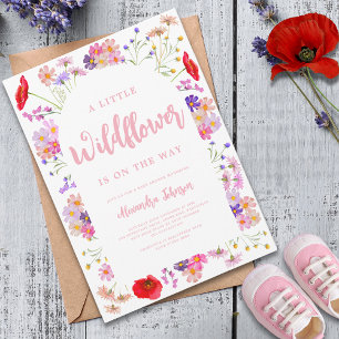 Invitation Baby Shower Fille aux Fleurs Sauvages Colorées