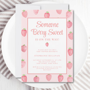 Invitation Baby Shower Fille aux Fraises