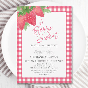 Invitation Baby Shower Fille aux Fraises Sucrées