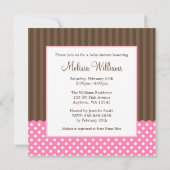 Invitation Baby shower fille aux points de transport Brown ro (Dos)