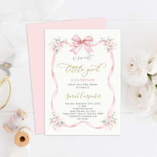 Invitation Baby shower fille avec arc