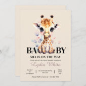 Invitation Baby shower fille Baby shower Giraffe ÉDITABLE (Devant / Derrière)