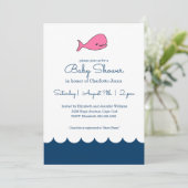 Invitation Baby shower fille baleine rose (Debout devant)