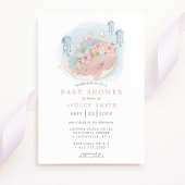 Invitation Baby Shower Fille Baleine Rose Nautique Méduse