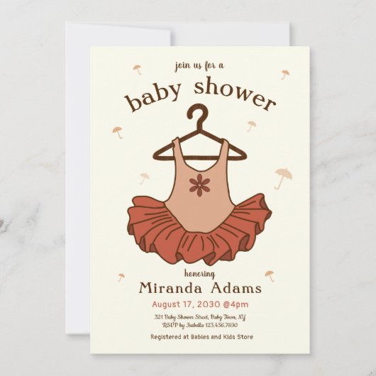 Invitation Baby shower fille Ballerina (Devant)