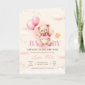 Invitation Baby shower fille, Ballons d'ours en pe (Devant)